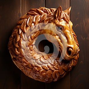 Exquisite Craftsmanship Horse Head Bagel Pastry Celebrating Rural Life