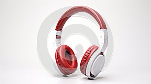 Exquisite Craftsmanship: White And Red Headphones On White Background