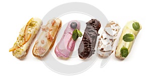 Exquisite cream dessert eclairs