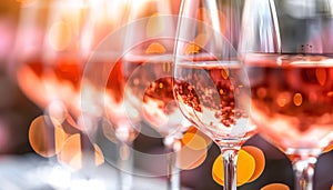 Exquisite crystal wine glasses showcased in close up on a refined tasting table for connoisseurs photo