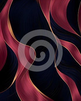 Exquisite dark blue background with intertwining waves of gold and pink, design luxury style to business presentations and