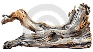 Exquisite driftwood isolated on white background.