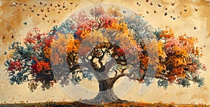 an exquisite family tree artwork showcasing lineage branches on a plain background, embodying the concept of ancestry photo