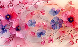 exquisite floral background in cool shades. Beautiful design suitable for cards, invitations.
