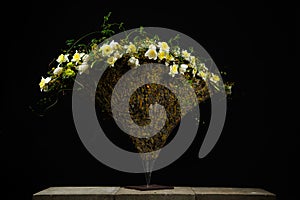 Exquisite flower arrangement with tulips and daffodils