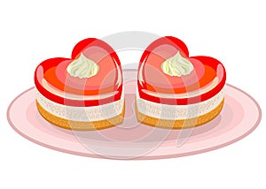 Exquisite food. A cake in the shape of a heart. Suitable for Valentine s Day, Valentine s Day. Vector illustration
