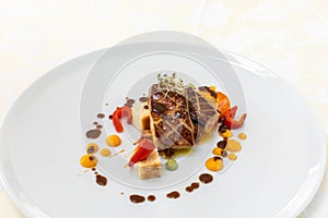 Exquisite food. Dish. Restaurant. Menu. Order. Exquisite dish, creative restaurant meal concept, haute couture food