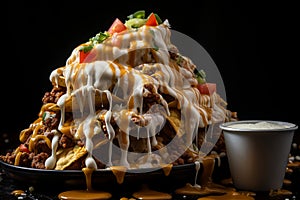 Exquisite food photography capturing delicious cheese nachos with gourmet precision