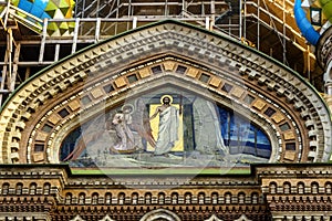 Exquisite frescoes and ornate details of Russian Cathedral church