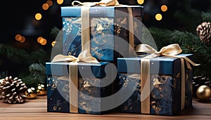 Exquisite Gift Boxes: A Stunning Display of Blue, Gold, and Fine