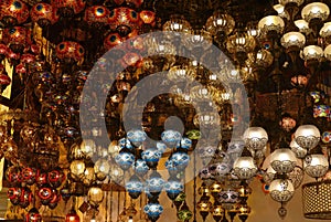 Exquisite glass lamps and lanterns in the Grand Bazaar