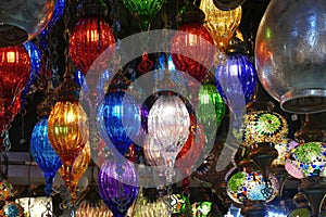 Exquisite glass lamps and lanterns in the Grand Bazaar