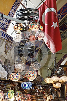 Exquisite glass lamps and lanterns in the Grand Bazaar (Kapali c photo