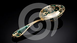 Exquisite Gold And Green Spoon With Intricate Designs - Tokina Opera 50mm F1.4 Ff