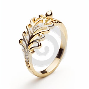 Exquisite Gold Ring With Intricate Leaf Design