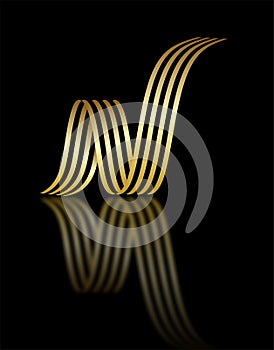 exquisite golden letter N with a curve line