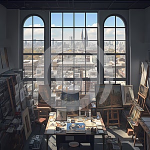 Elegant Art Gallery Office Awaits Visitors photo