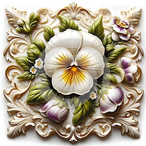 Exquisite jewelry design art, hand-painted design with floral accents, 3D floral pattern with impeccable realism, flower art