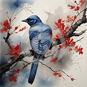 In this exquisite 8K Ultra HD ink painting. Colorful Painting. photo