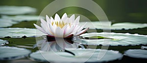 Exquisite Lotus Flower Blossoming in Tranquil Zen Water Scene