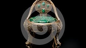 Exquisite Oriental Stone Chair With Emerald Inlays