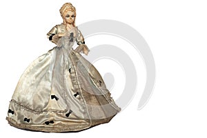 Exquisite papier mache doll of young woman .