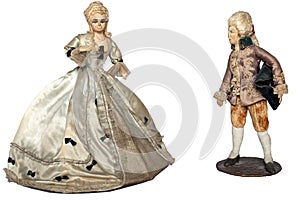 Exquisite papier mache dolls of young woman and man