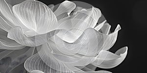 Exquisite perfection: monochrome lotus close-up image, emphasizing the beauty of its delicate petals, ideal for use in meditative