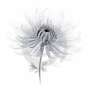 Exquisite Realism: White Flower Illustration On Translucent Layers
