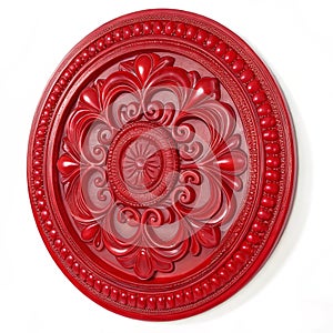 Exquisite red circular wall art isolated on white photo