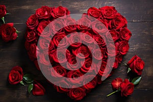 Exquisite Red rose shape heart closeup. Generate Ai