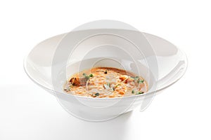 Exquisite Serving Airy Cream Bisque with Seafood