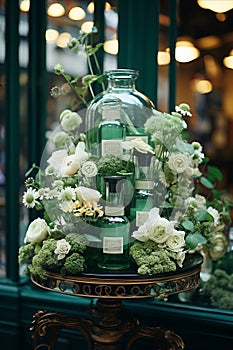 Exquisite showcase of stunning and vibrant floral arrangements in a luxurious flower shop display.