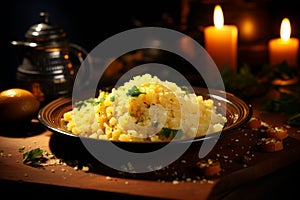 Exquisite traditional Brazilian food menu, delicious delicacy, brazilian food, cuzcuz, cous , cassava, farofa, serving