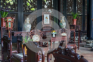 Exquisitely carved mahogany furniture in the Chen Clan Ancestral Hall in Guangzhou