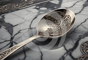 Exquisitely Designed Silver Spoon, Generative AI