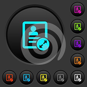 Extend contact dark push buttons with color icons photo