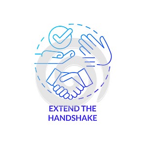 Extend handshake blue gradient concept icon