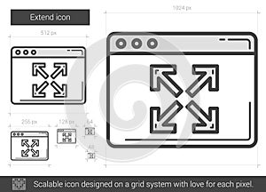 Extend line icon.