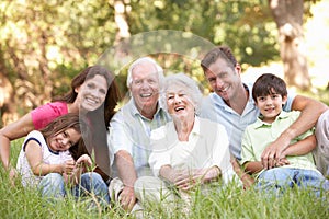 Esteso famiglia gruppo nel parco 