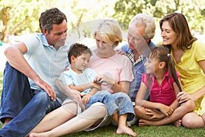 Extended Group Portrait Of Family Enjoying Day photo