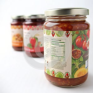 Extended jar label design isolated on white background photo