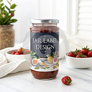 Extended jar label design isolated on white background