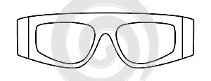 Extended Rectangle frame glasses fashion accessory illustration. Sunglass front view for Men, women, unisex silhouette