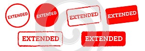 extended stamp label red color square and circle rubber sign deadline period license extend