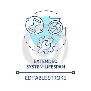 Extended system lifespan soft blue concept icon