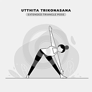 Extended Triangle Yoga Pose Illustration