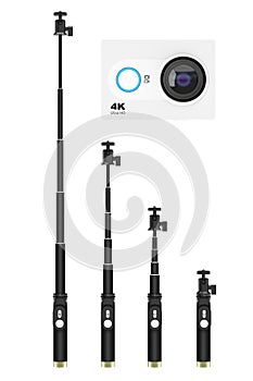 Extensible Selfie Stick Monopods with Small Ultra HD Action Came