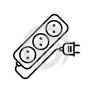 Extension cord icon. Multi-socket adapter. Electric extension cord icon with plug