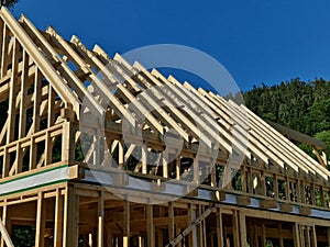 Extension of a family house, cubic shape modern with a flat roof